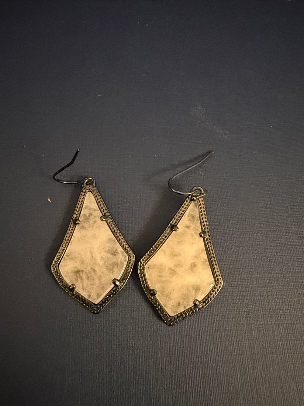 Kendra Scott Gunmetal Tone and Pink Quartz Geometric Drop Earrings
